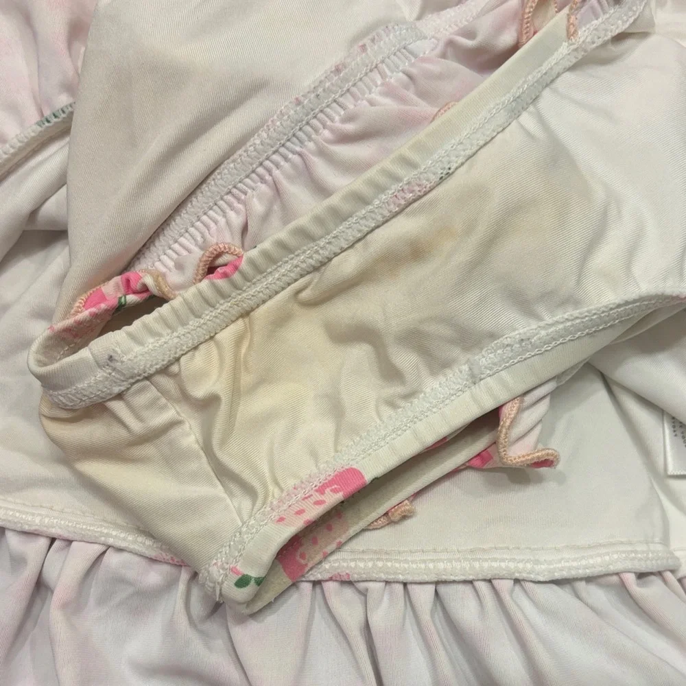 Sweet Honey- Girls Two-Piece Strawberry Print Tankini with Pink Gingham Ruffle - Picture 9 of 9